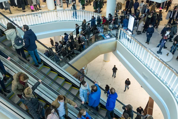 Futuristic interior renovated shopping center — Stock Photo, Image