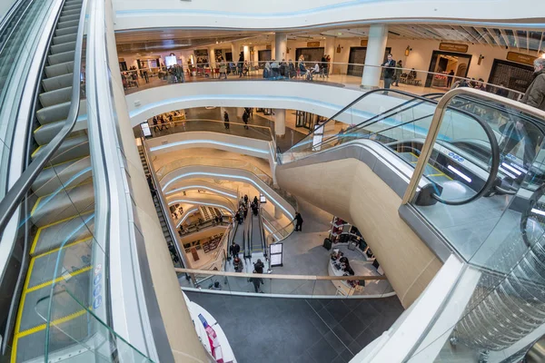 Futuristic interior renovated shopping center — Stock Photo, Image