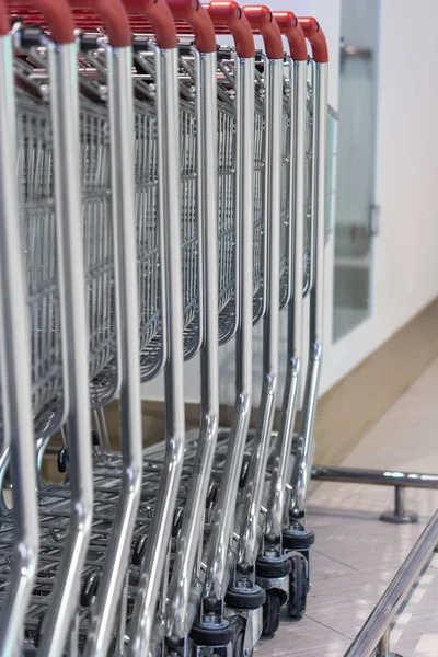 Shopping carts on a parking lot — Stock Photo, Image