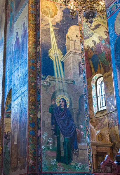 Kirche des Erlösers auf vergossenem Blut. eines der Mosaike auf dem — Stockfoto