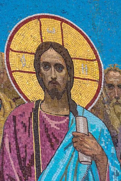 Igreja do Salvador em Sangue Derramado. Jesus Cristo. Mosaico em — Fotografia de Stock