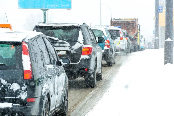 Traffico tempesta invernale — Foto Stock