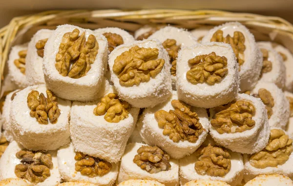 Bonbons Orientaux Dans Une Large Gamme Baklava Délice Turc Aux — Photo