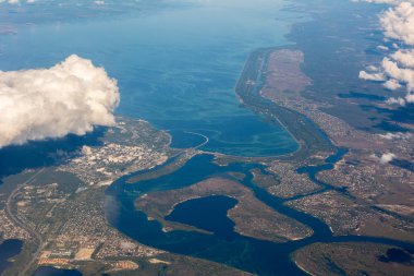 Ukrayna'da Kiev rezervuar Barajı bir kuş bakışı görünümü ile