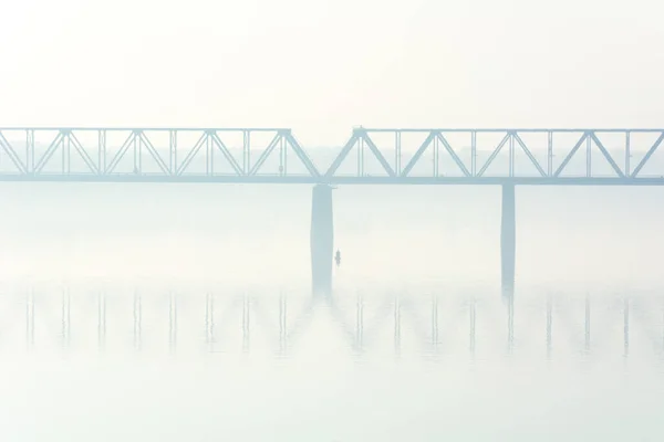 Travées Pont Dans Brouillard — Photo