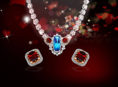 Jewelry.Diamond kolye glamour Küpeli