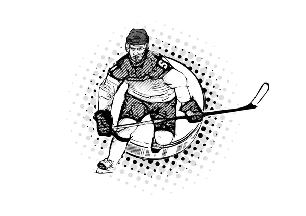 Buz hokeyi oyuncusu vektör çizim — Stok Vektör
