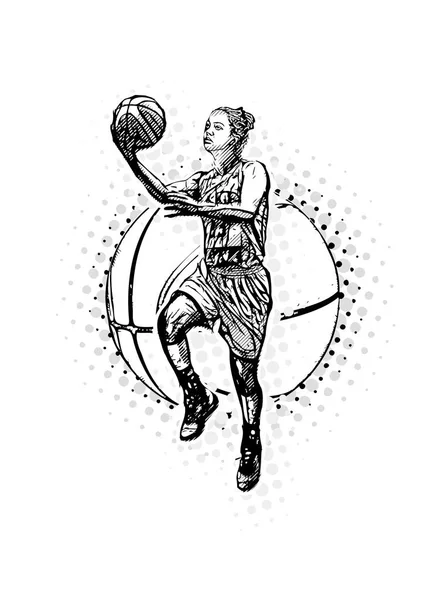 Baloncesto femenino Vector Ilustración — Vector de stock