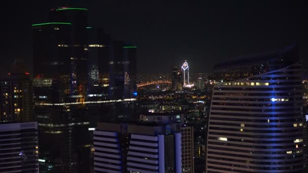 Panorama miasta Bangkok nocą — Wideo stockowe