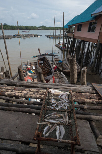 Fish drying on the net in Koh Panyee village