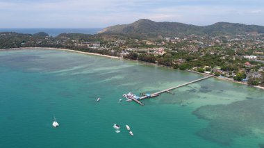 Rawai beach Phuket iskelede hava uçak fotoğrafı