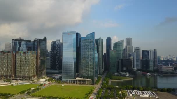 Légifelvételek Szingapúr felhőkarcolók, City Skyline — Stock videók
