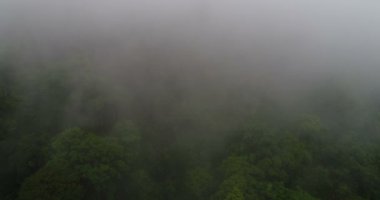 Yüksek dağların güzel bulutların üzerinden uçan