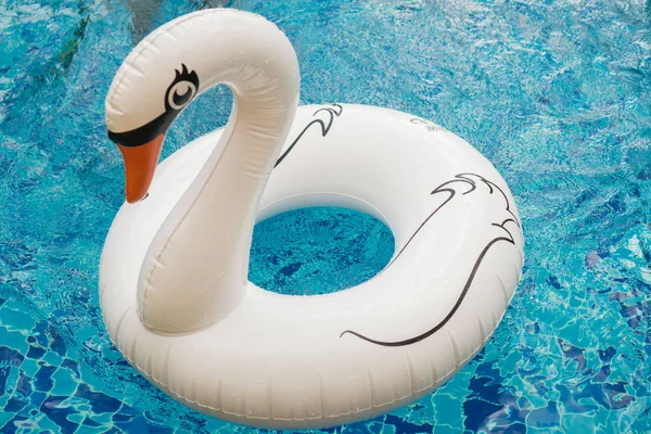 プールで膨脹可能なホワイト スワン — ストック写真