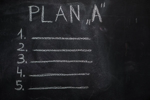 "A" lijst plan op zwarte schoolbord — Stockfoto