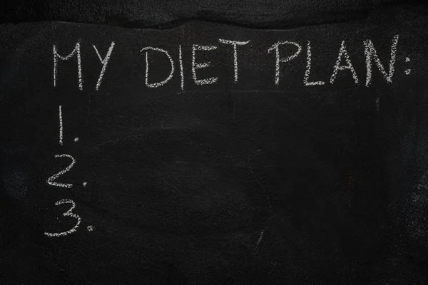 Meine Diätplan-Liste auf schwarzer Tafel — Stockfoto