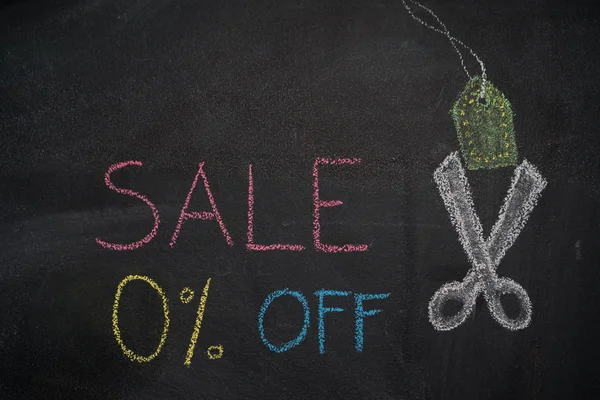 Sale 0% off on chalkboard — Stock Photo, Image