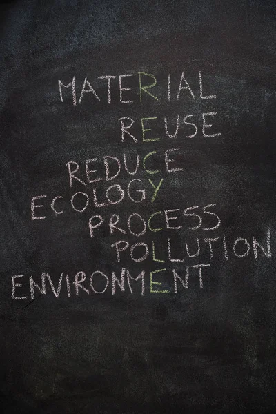 Crossword with recycle word on black chalkboard — Stock Photo, Image