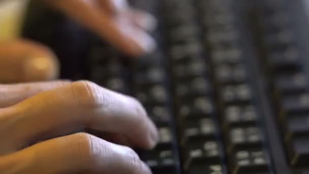 Mãos de mulher digitando no teclado — Vídeo de Stock