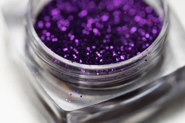 Purple nail makeup glitter — Stock Photo, Image