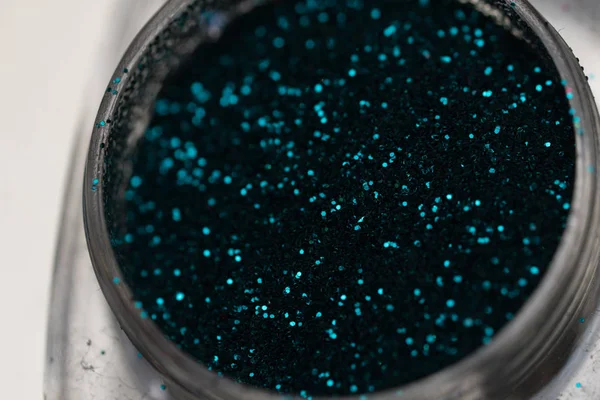 Teal nail makeup glitter — Stock Photo, Image