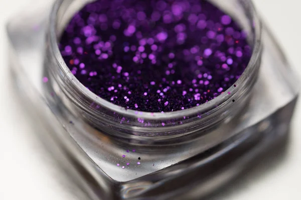 Purple nail makeup glitter — Stock Photo, Image