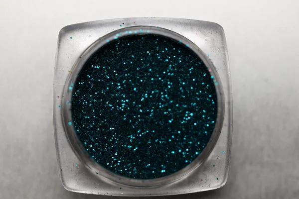 Teal nail makeup glitter — Stock Photo, Image