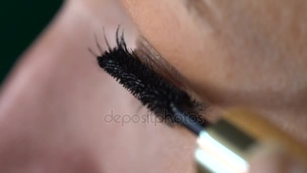 Woman's eye applying makeup — Stock Video