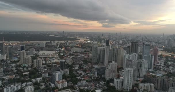 Modern city during beautiful cloudy sunset — Stock Video