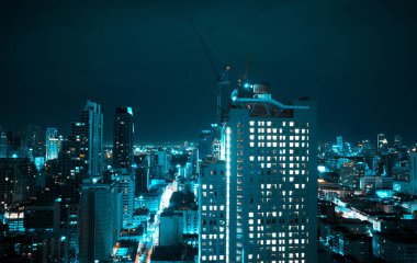 Modern city at night clipart