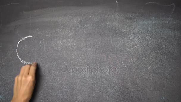 Hand writing "CONCEPT" on black chalkboard — Stock Video