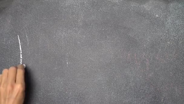 Hand writing "LIKE IT" on black chalkboard — Stock Video