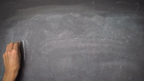 Hand writing "POSITIVE" on black chalkboard — Stock Video