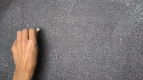 Hand writing "WI FI" on black chalkboard — Stock Video