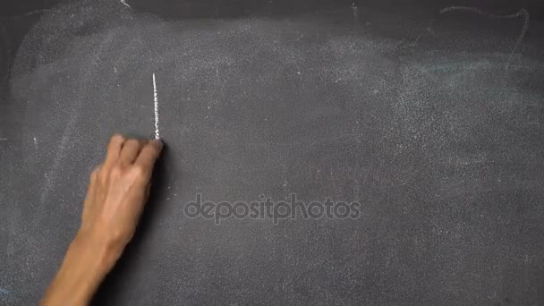 「お元気ですか」黒い黒板に書く手 — ストック動画