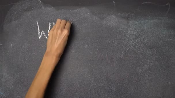 Escrita à mão "Qual é o teu nome?" em chalkboard preto — Vídeo de Stock