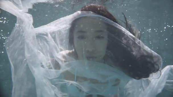 Mujer hermosa bajo el agua — Vídeo de stock