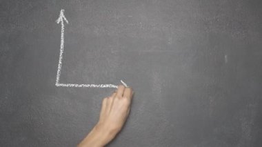 El Siyah Kara tahta üzgün yüz ve Usd sembolü ile başarısızlık çizgi grafiği çizimi