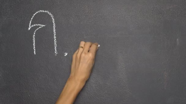 Χέρι που γράφει γράμμα της ταϊλανδικής αλφαβήτου στον μαύρο πίνακα κιμωλίας — Αρχείο Βίντεο