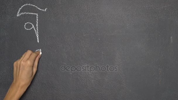Hand writing Thai letter on black chalkboard — Stock Video