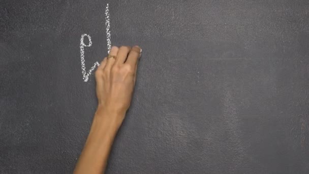 Ruční psaní Thajské písmeno na černé tabuli — Stock video