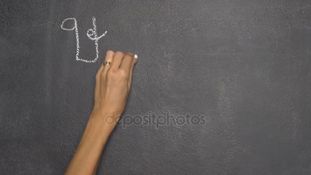 Handschrift thailändischer Schrift auf schwarzer Tafel — Stockvideo