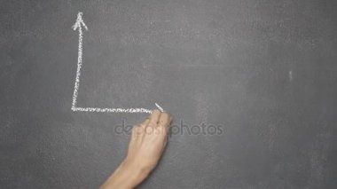 El Siyah Kara tahta üzgün yüz ve Usd sembolü ile başarısızlık çizgi grafiği çizimi