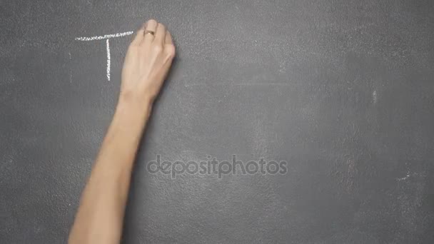 Hand writing "TIME IS BITCOIN" on black chalkboard — Stock Video