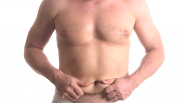 Adam şişman midesi üzerinde kontrol — Stok video