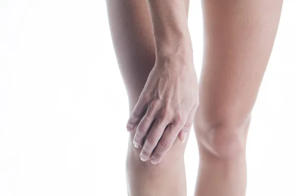 Closeup of female leg with painful knee — Stock Photo, Image