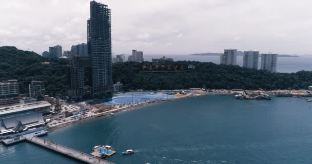 Skyline de Pattaya desde vista aérea, ciudad de Pattaya, Chonburi — Vídeos de Stock