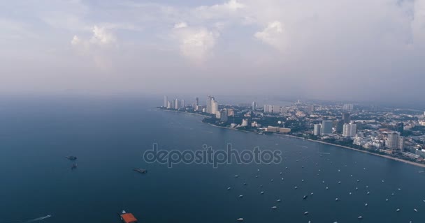 Skyline of Pattaya from airport view, Pattaya city, Chonburi — стоковое видео