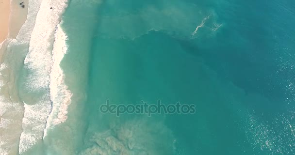 Luchtfoto van paradijs strand en turquoise zee — Stockvideo