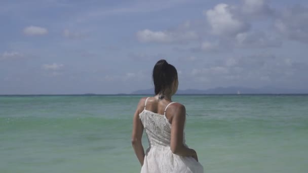 Krásná dívka na tropickém ostrově — Stock video